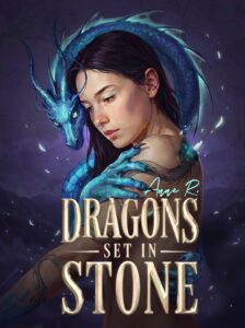 A woman with a blue dragon wrapped around her shoulder and merging into the skin of her arm.